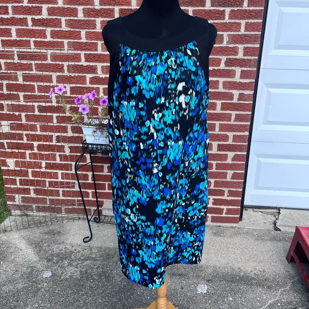 AB Studio Blue and Black Patterned Dress